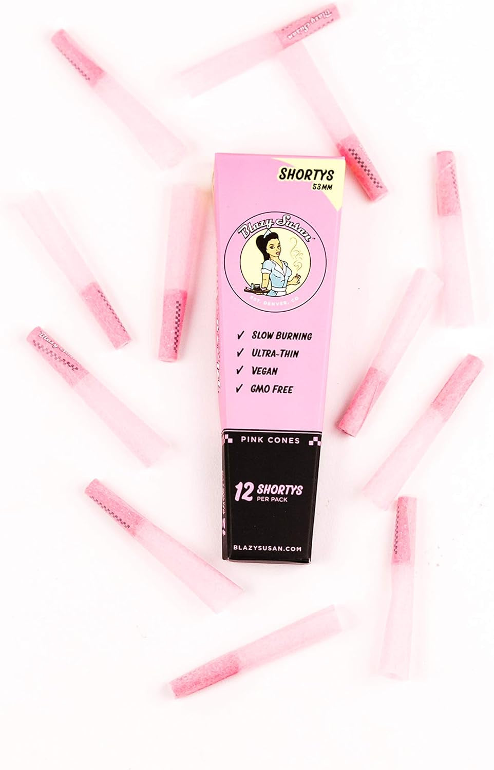 Blazy Susan 53mm Shortys 12pk Cones Pink